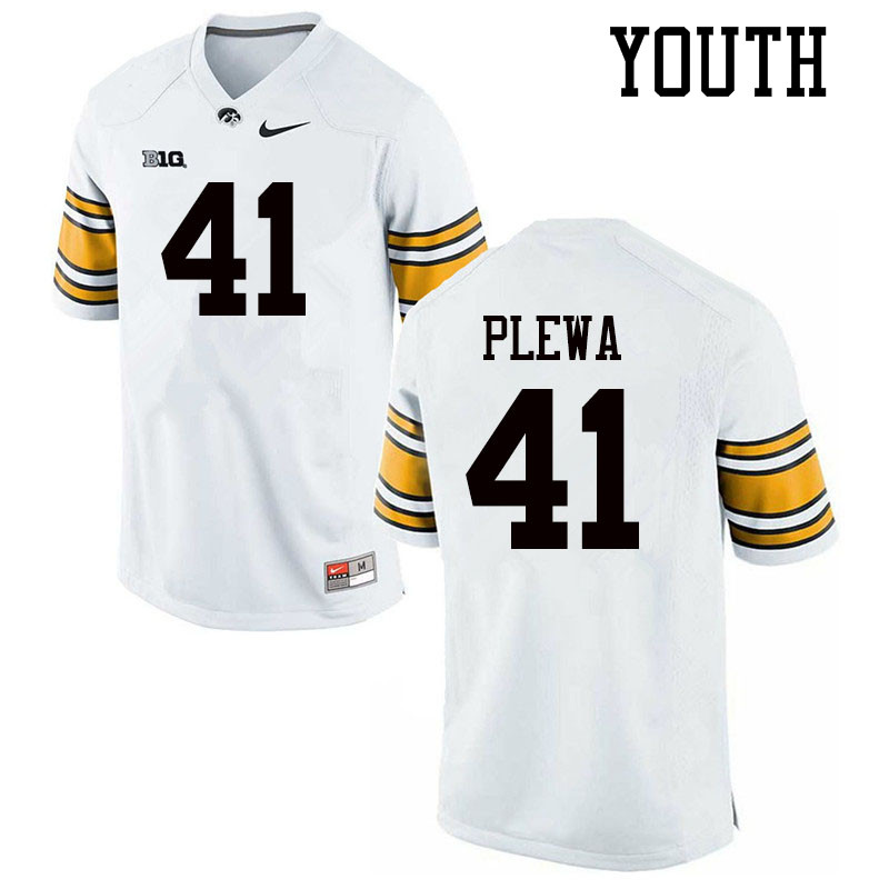 Youth #41 Johnny Plewa Iowa Hawkeyes College Football Jerseys Sale-White - Click Image to Close